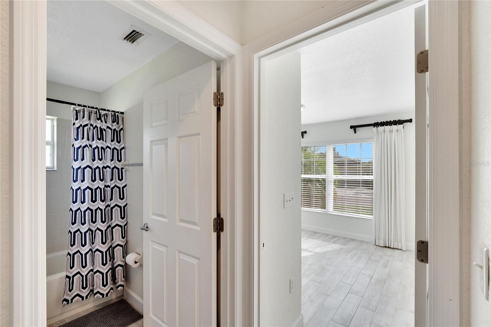 Guest room/bath door way