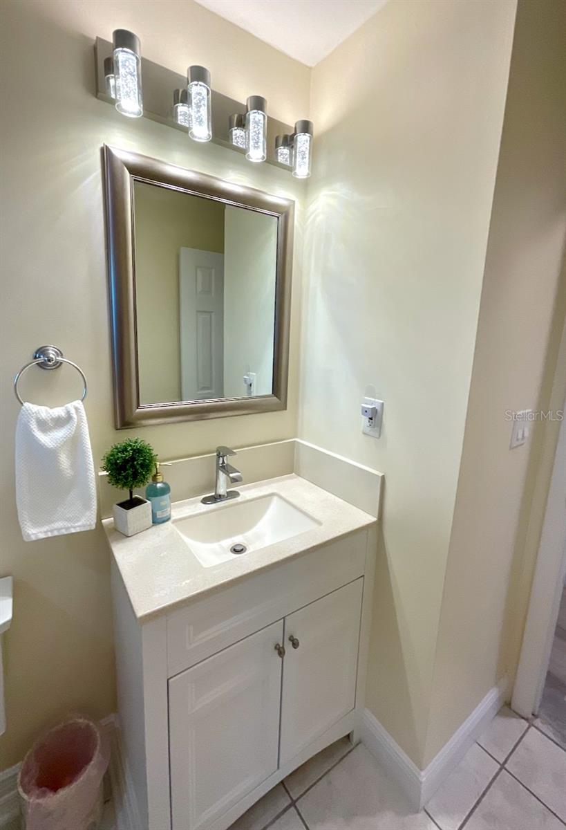 Guest bathroom vanity area