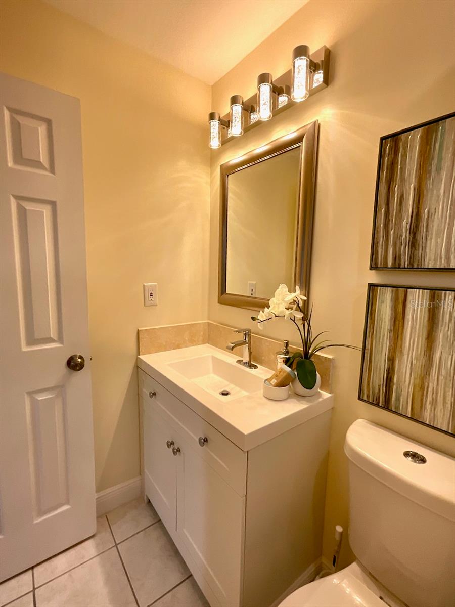 Primary bathroom vanity area