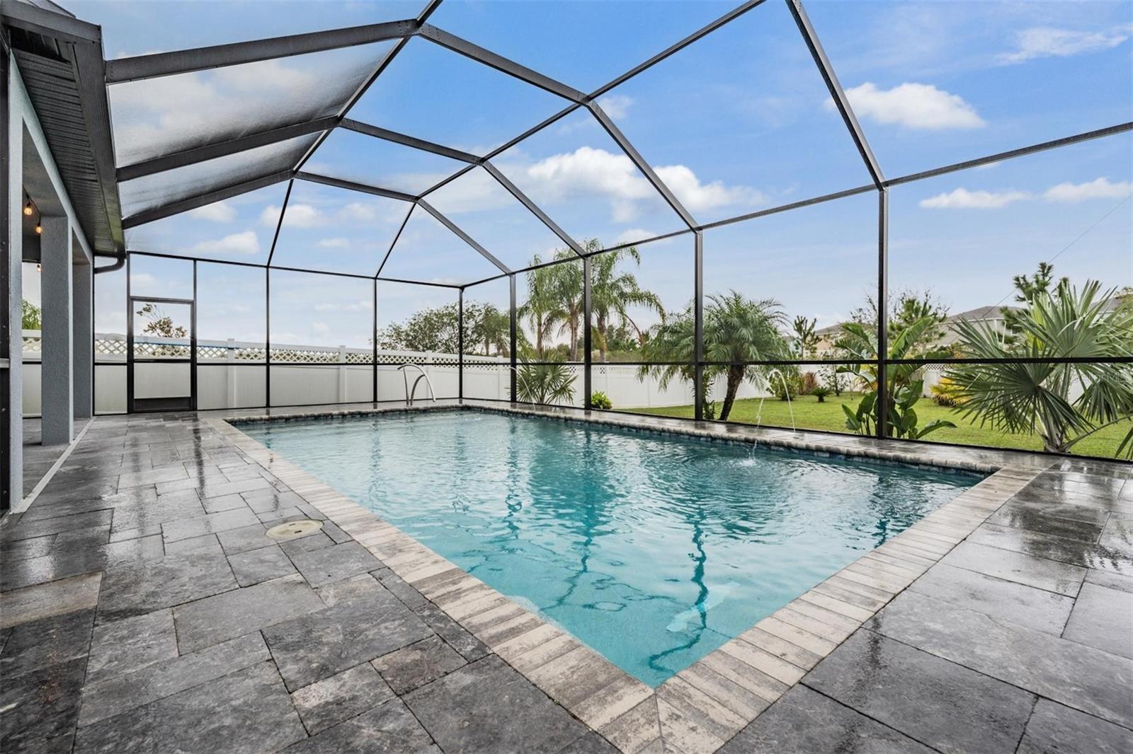 Fully screened Cage  with Travertine pavers