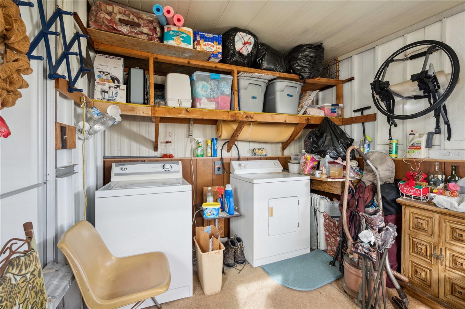 Laundry is off storage area.