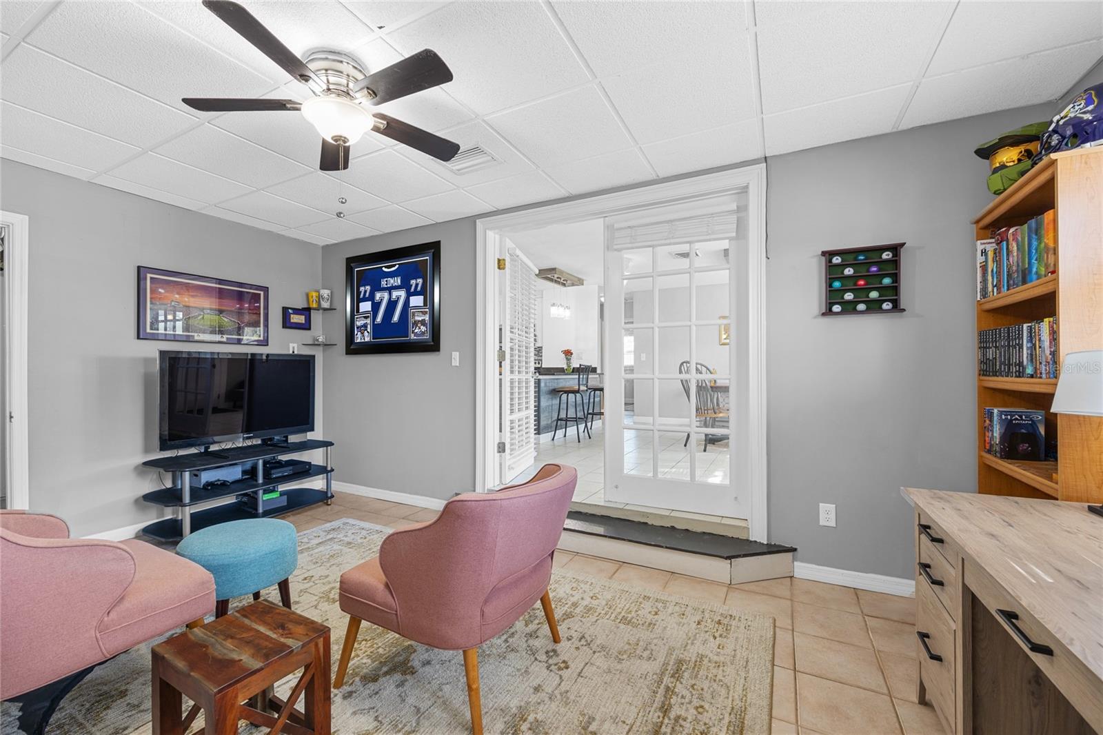 Living room - French doors that lead to Screened Porch