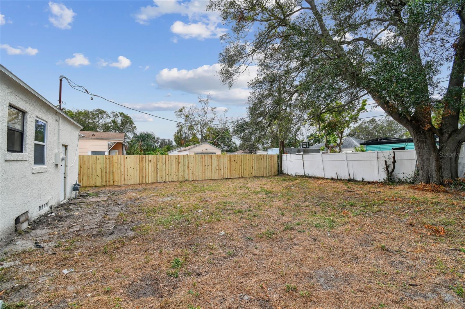 large backyard sideview