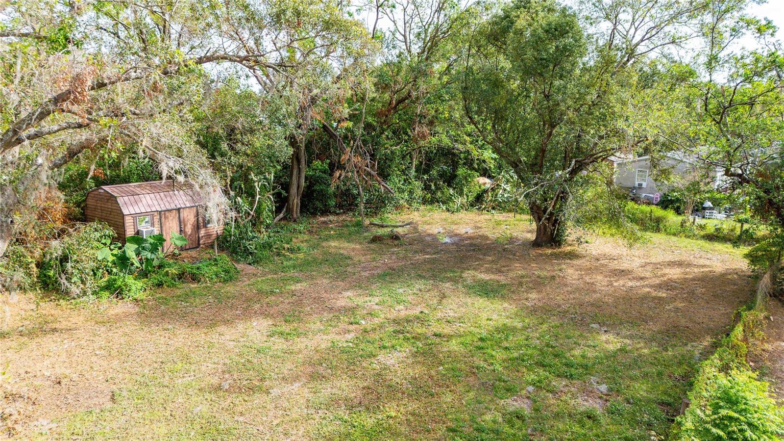 Storage shed in back yard.