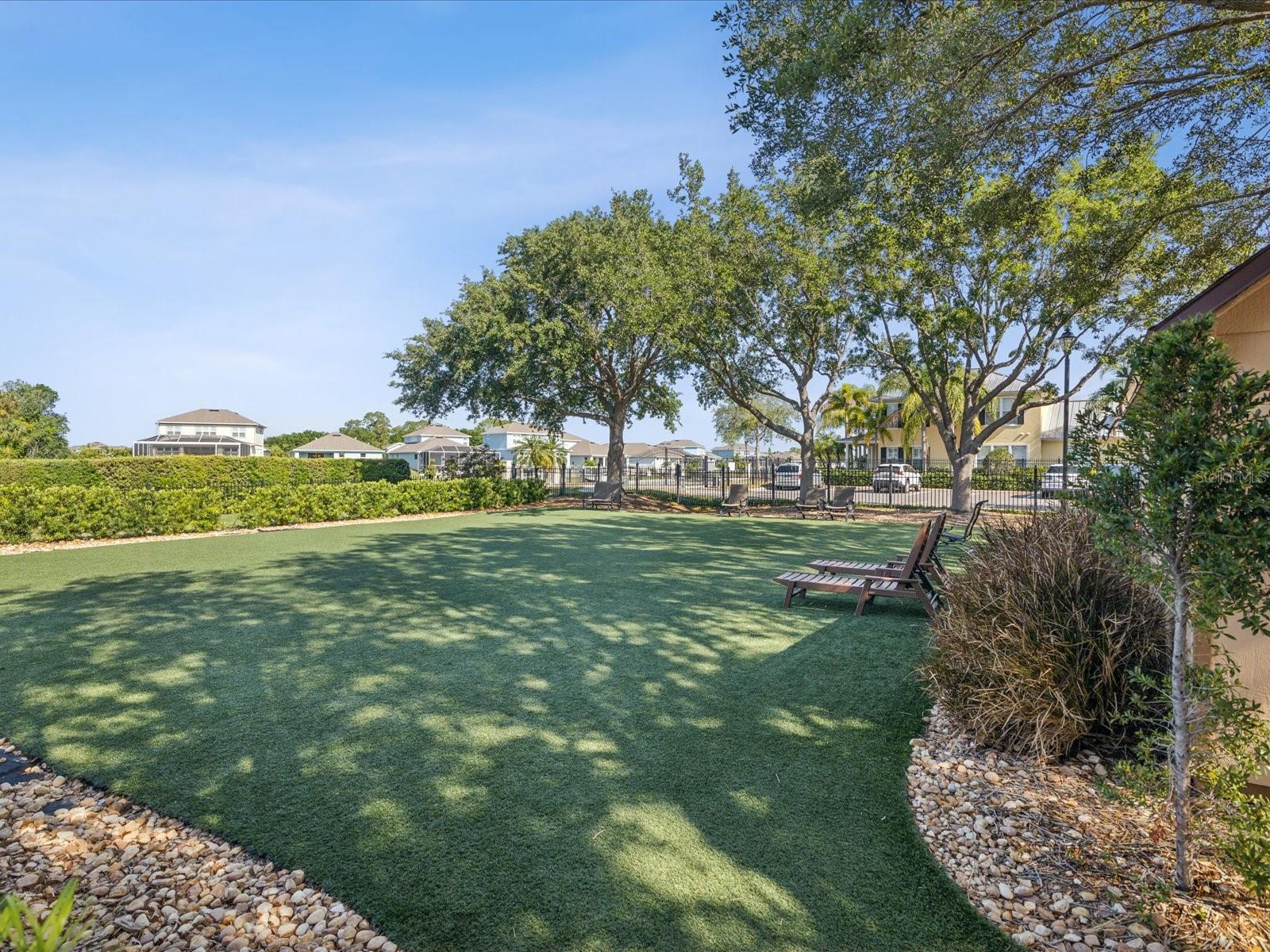 This secluded play area is for the children that attend the after school and summer program. It is completely fenced and only accessible through the playground.