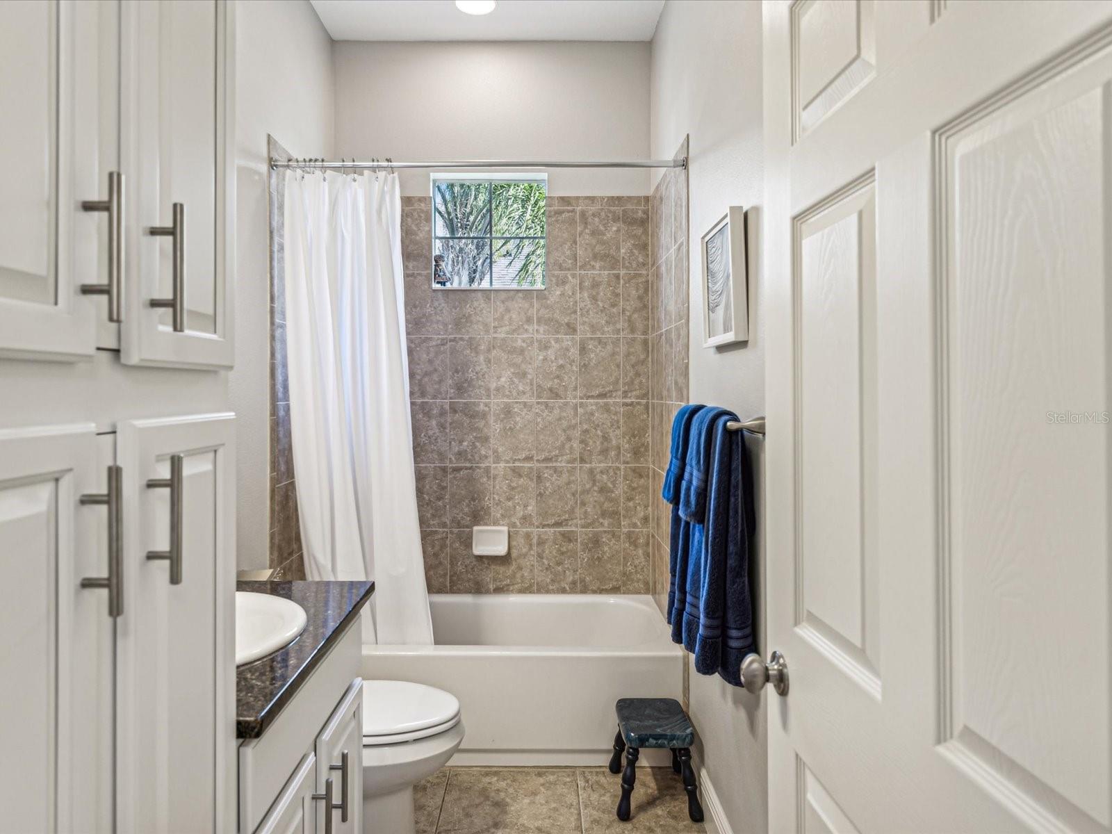 This bathroom rests at the front of the house between the two bedrooms. This also serves as a guest bathroom for visitors.