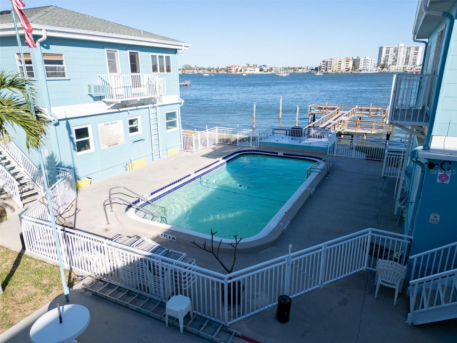 Spacious Community Pool overlooking the Itracoastal