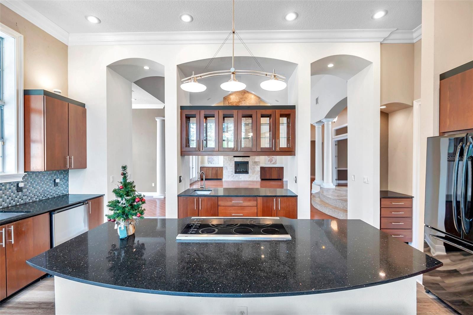 Kitchen overlooking living room