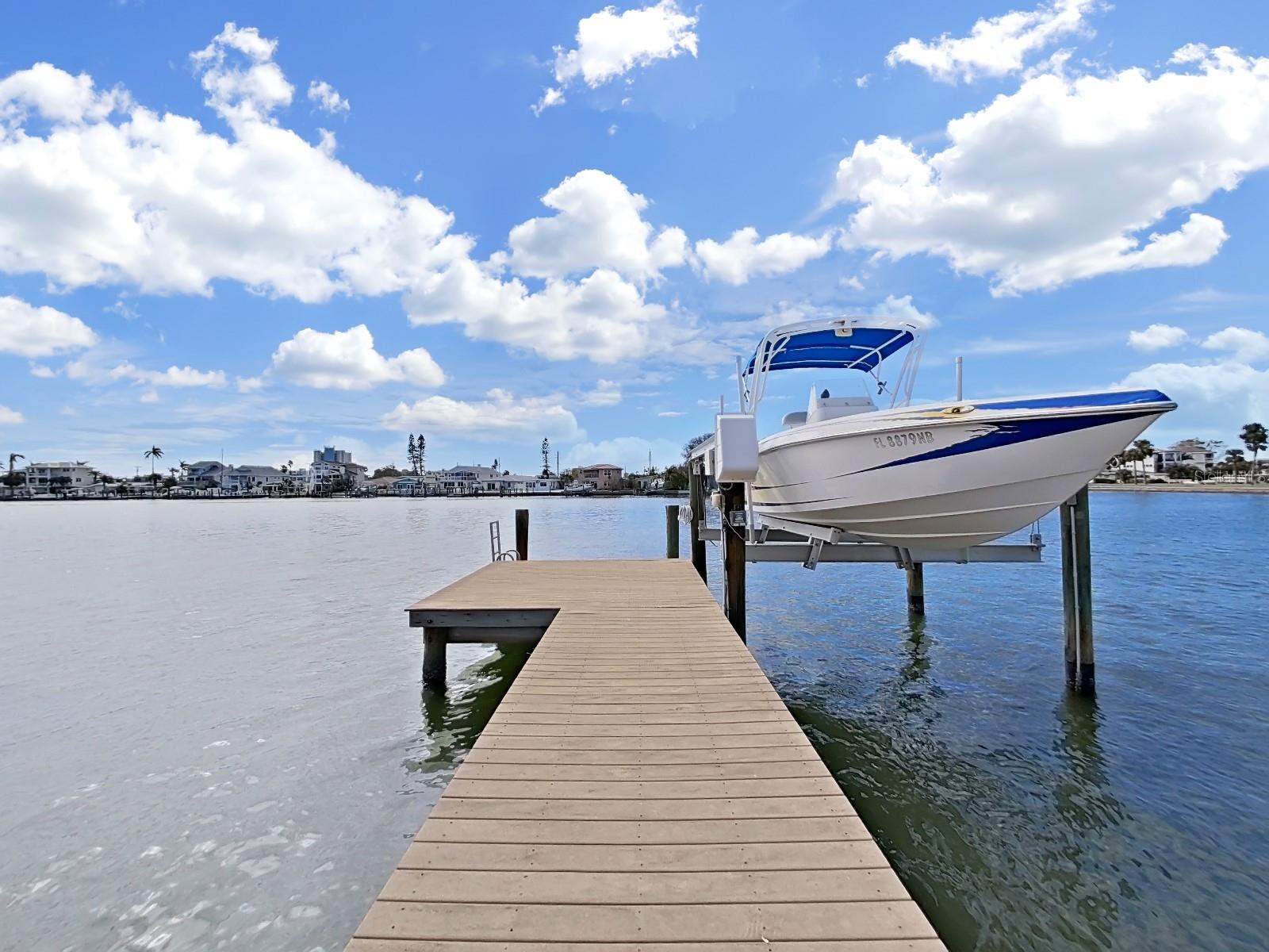 Composite wood dock and boatlift