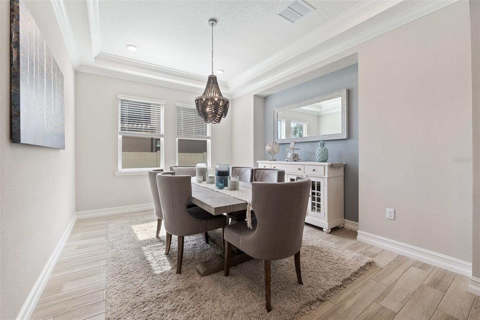 Light flows through the formal dinning room.