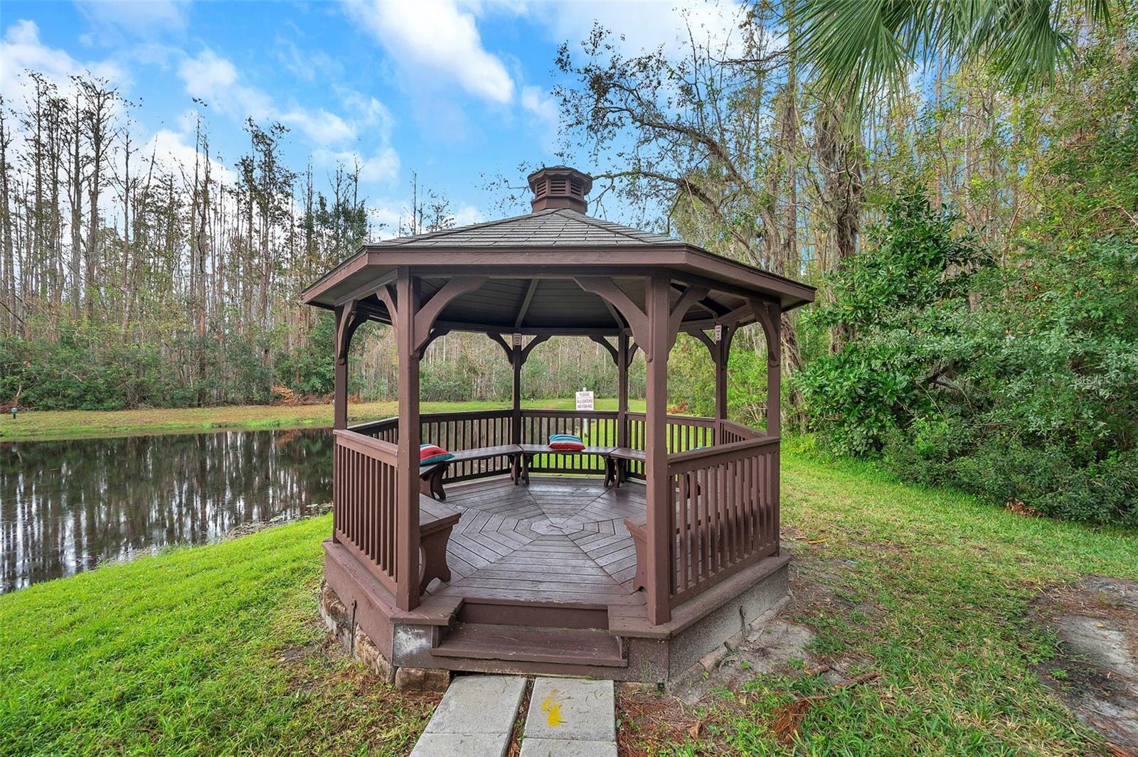 Gazebo overlooking pond