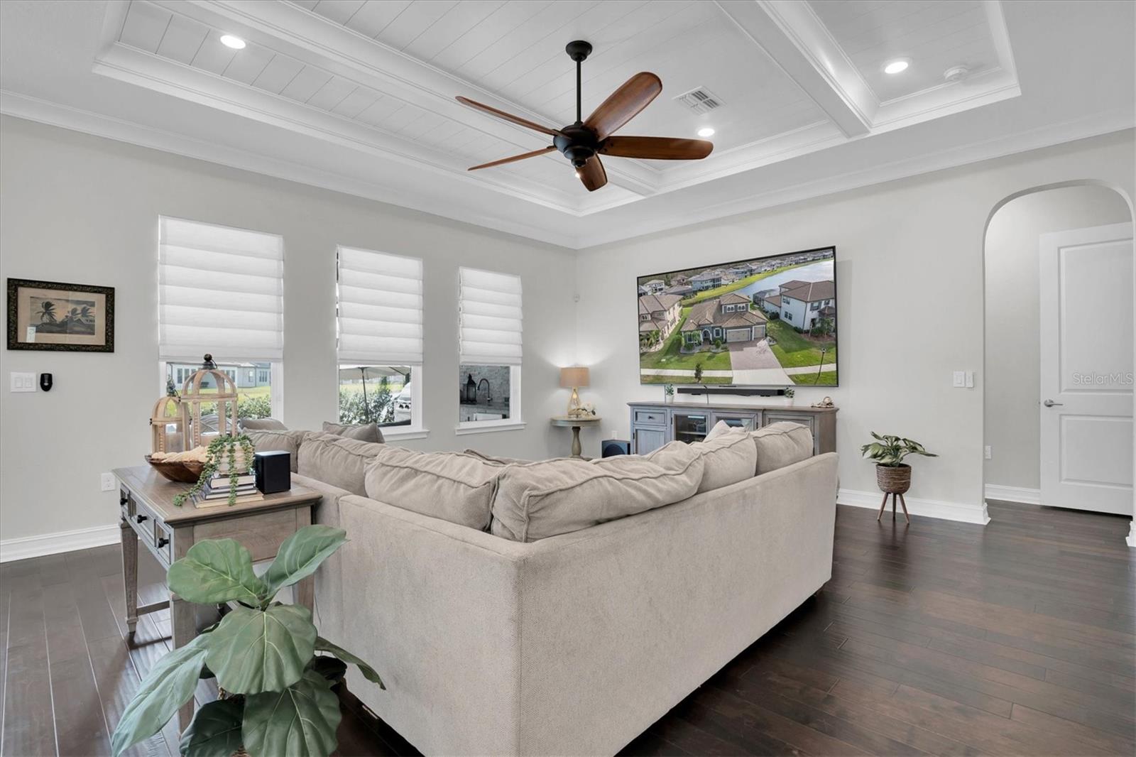 Living Room with Coffered Feature Ceiling