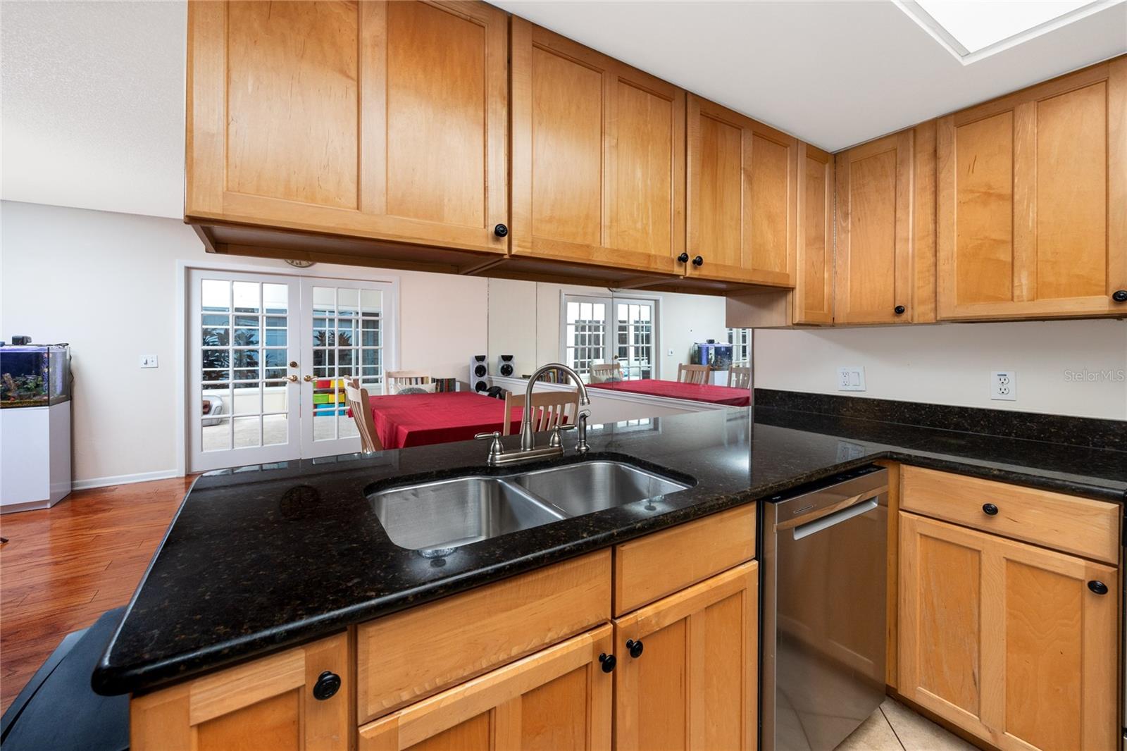 Kitchen that looks onto the dining room.