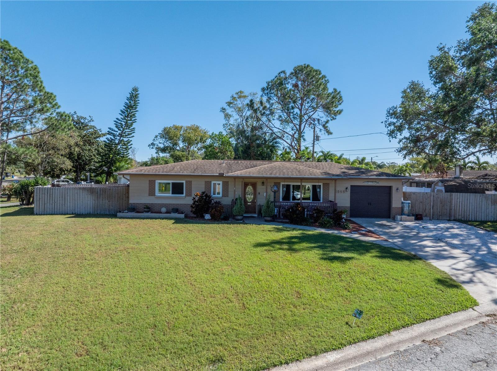 Corner lot provides privacy.