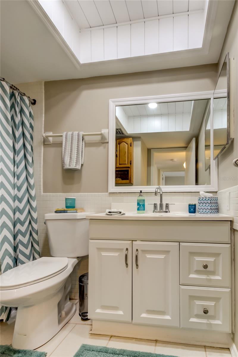 37. Bathroom (7.9' x 8.5') is Spacious! NEW Recessed Lights! Updated Toilet, Vanity, Faucet..