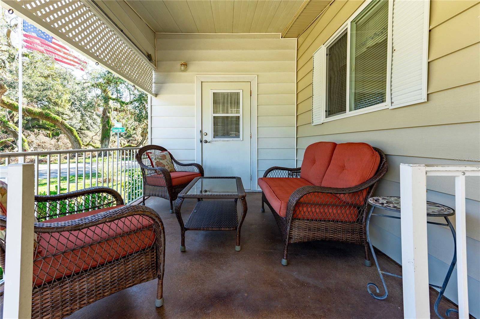 Covered front patio.