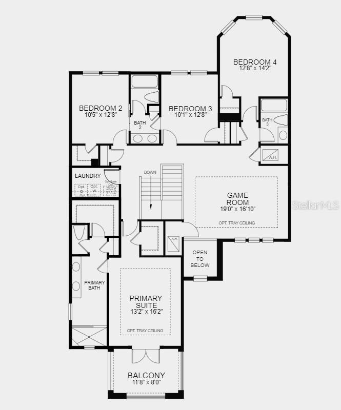 Second Floor Plan - Structural options added include: gourmet kitchen, pocket sliding door in the great room, and outdoor kitchen rough-in.