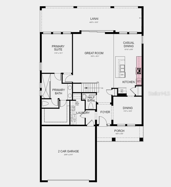 First Floor Plan - Structural options added include: gourmet kitchen, and an outdoor kitchen rough-in