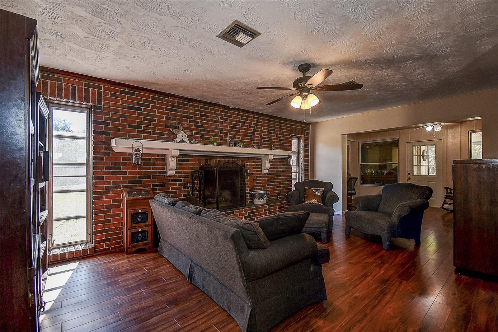 Family Room with wood burning Fireplace