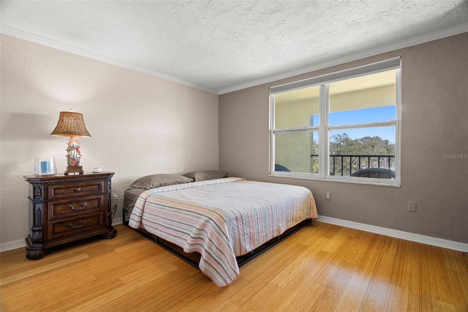 The generous sized bedroom can easily accommodate a king sized bed.