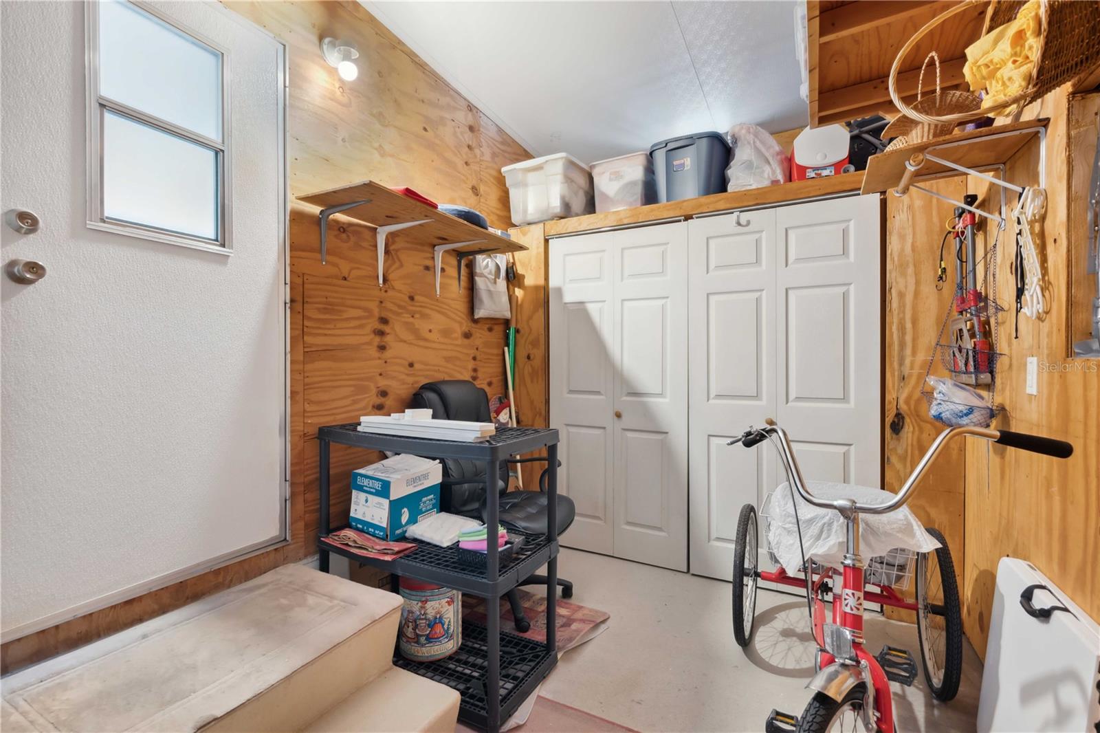 Closet could be converted to a door for golf cart