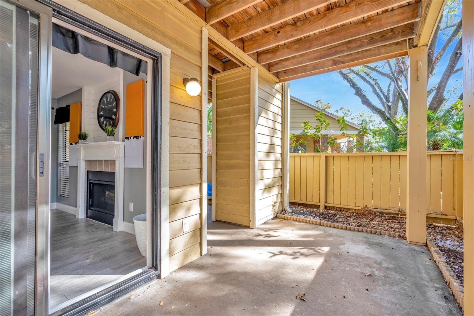 Wrap around patio with storage closet