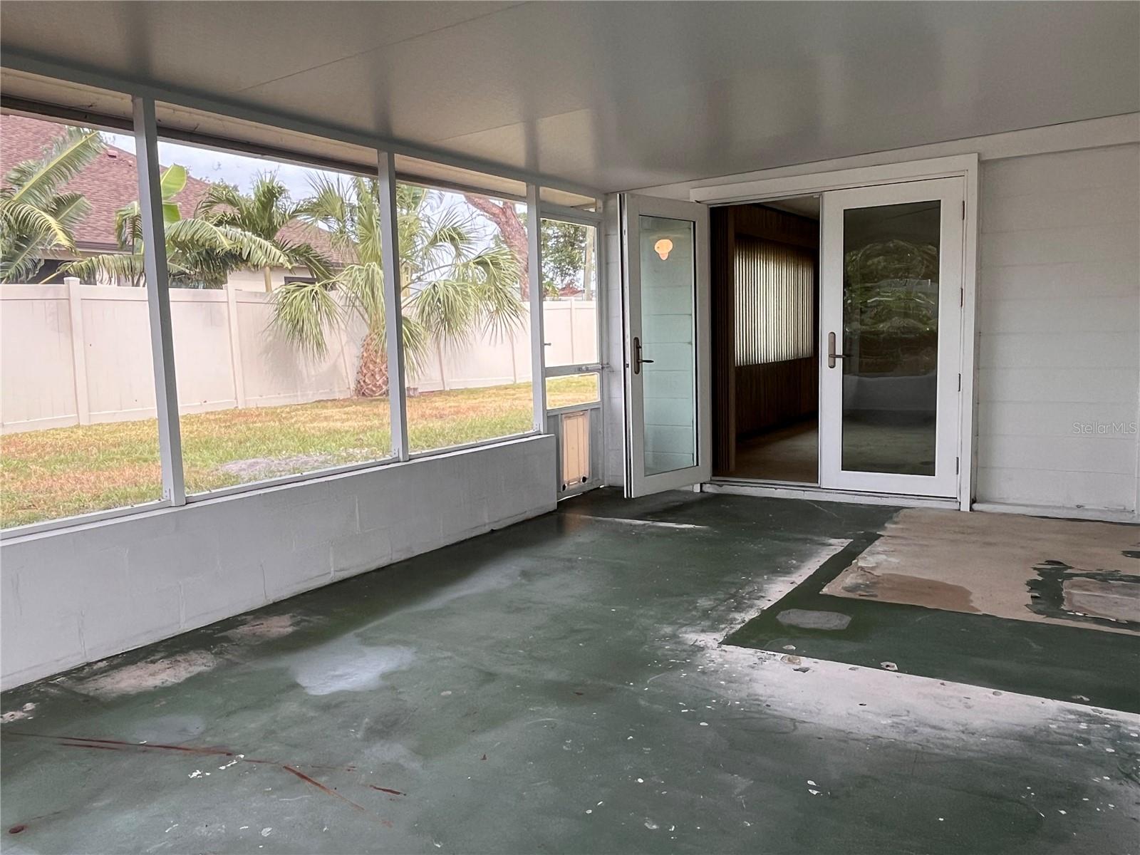 Screened porch.  Doors to family room