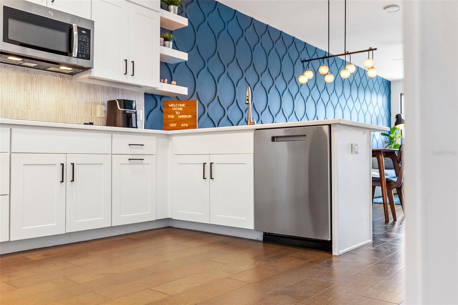 Kitchen overlooking the dining and living area