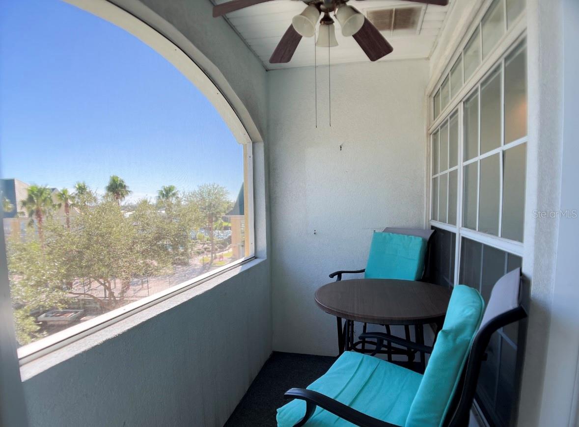 Primary bedroom private balcony with water views