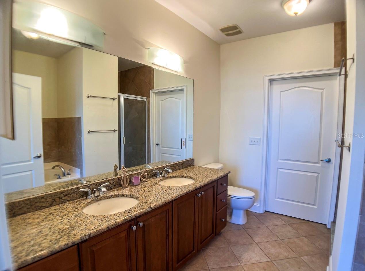 Primary bath with walk-in shower and tub