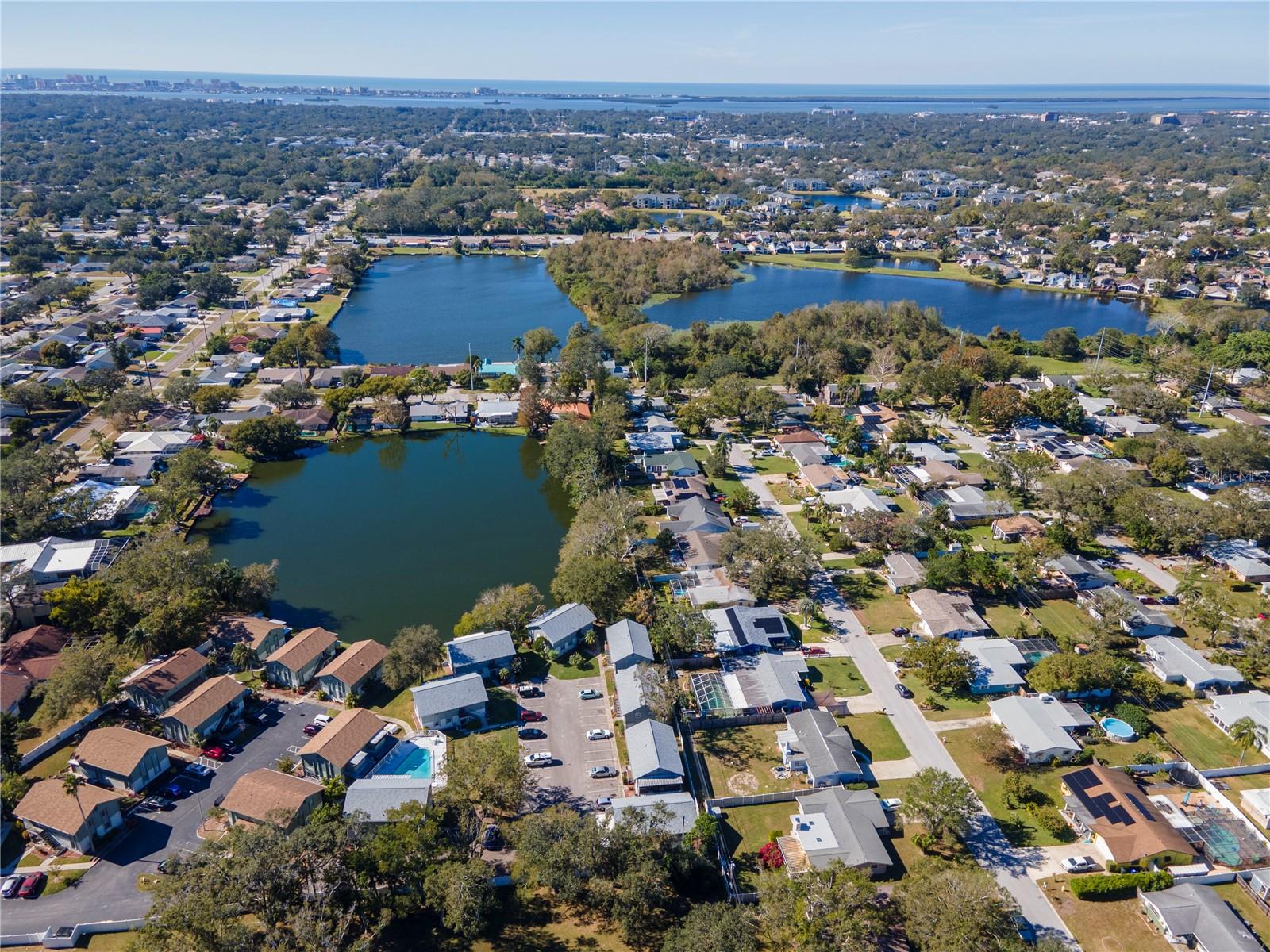 Aerial view of local area.  Dunedin and Gulf beaches in back ground.