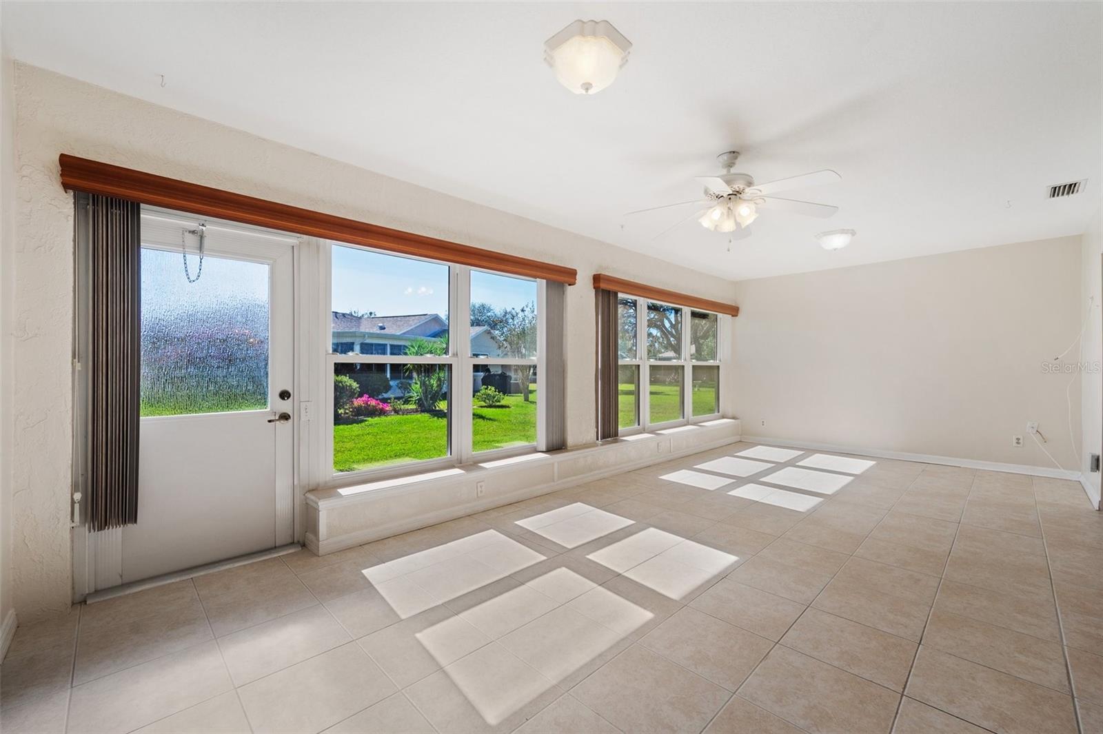 Family room showing backyard view