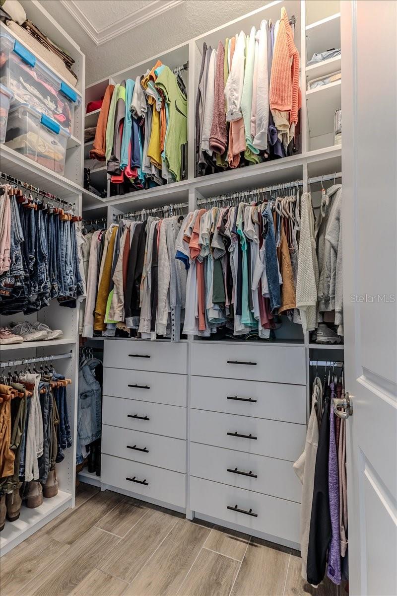 Create More Space Walk in Closet with 2 Built in Dresser Drawers