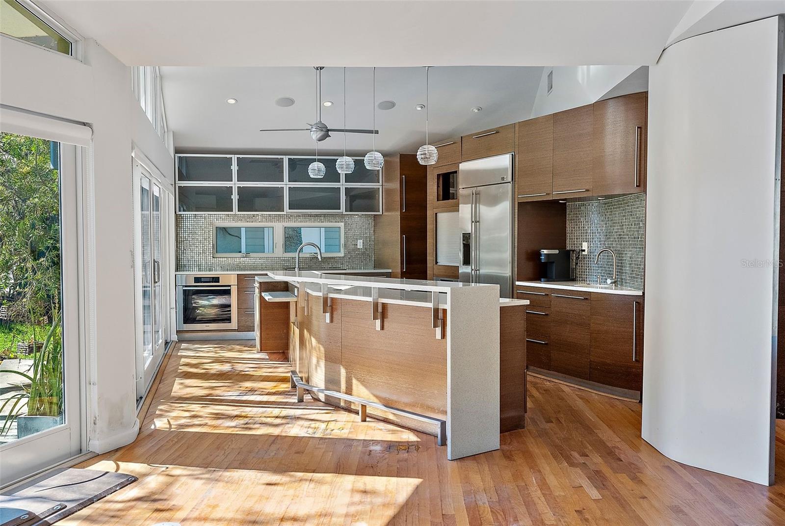 Spacious kitchen with many preparation areas