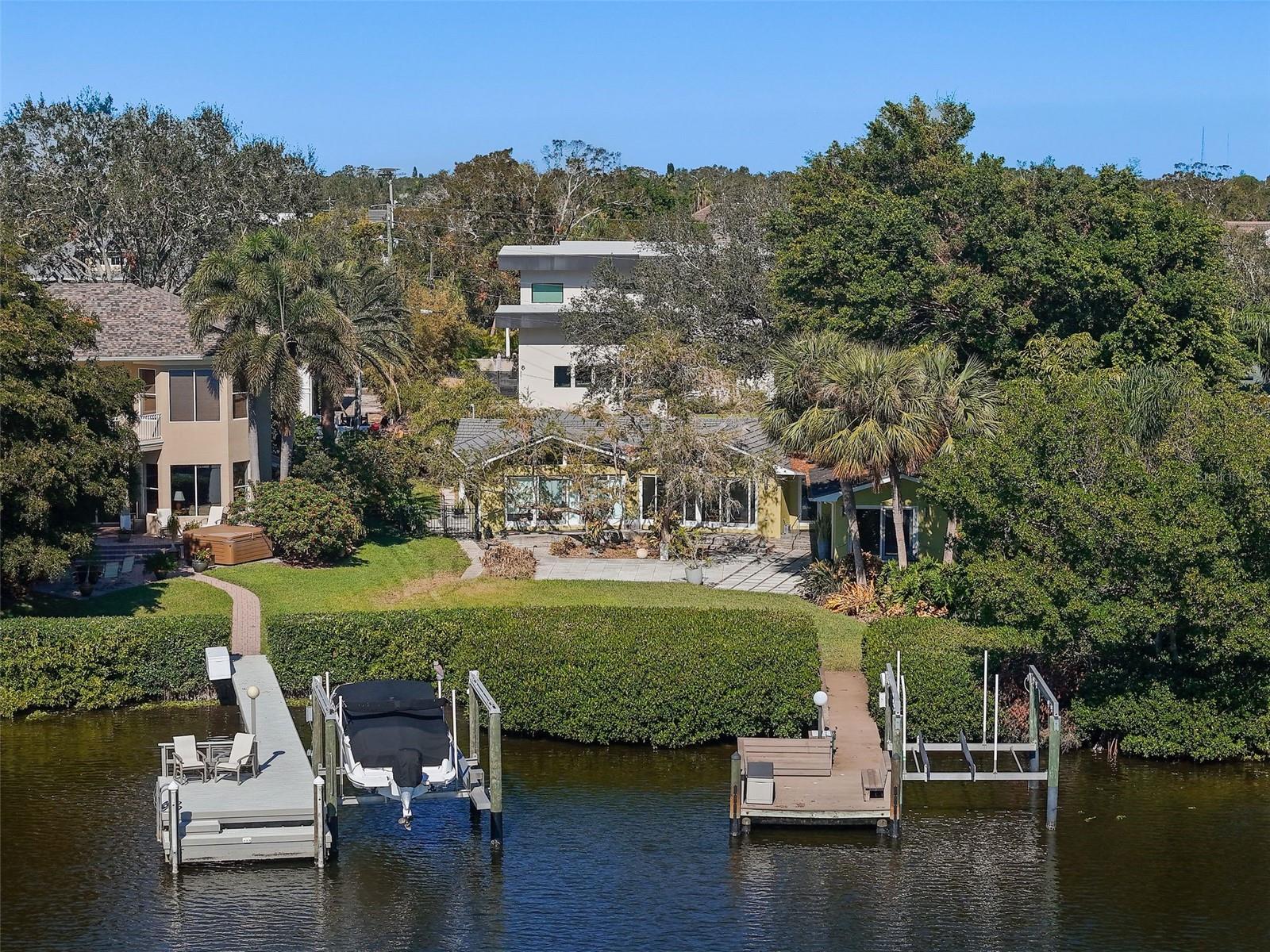 Composite dock and boat lift in working condition