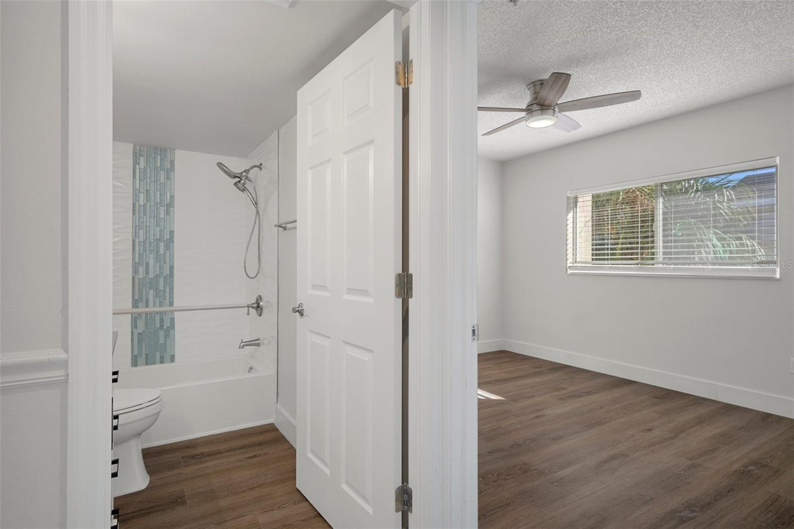 Guest bath adjacent to guest bedroom