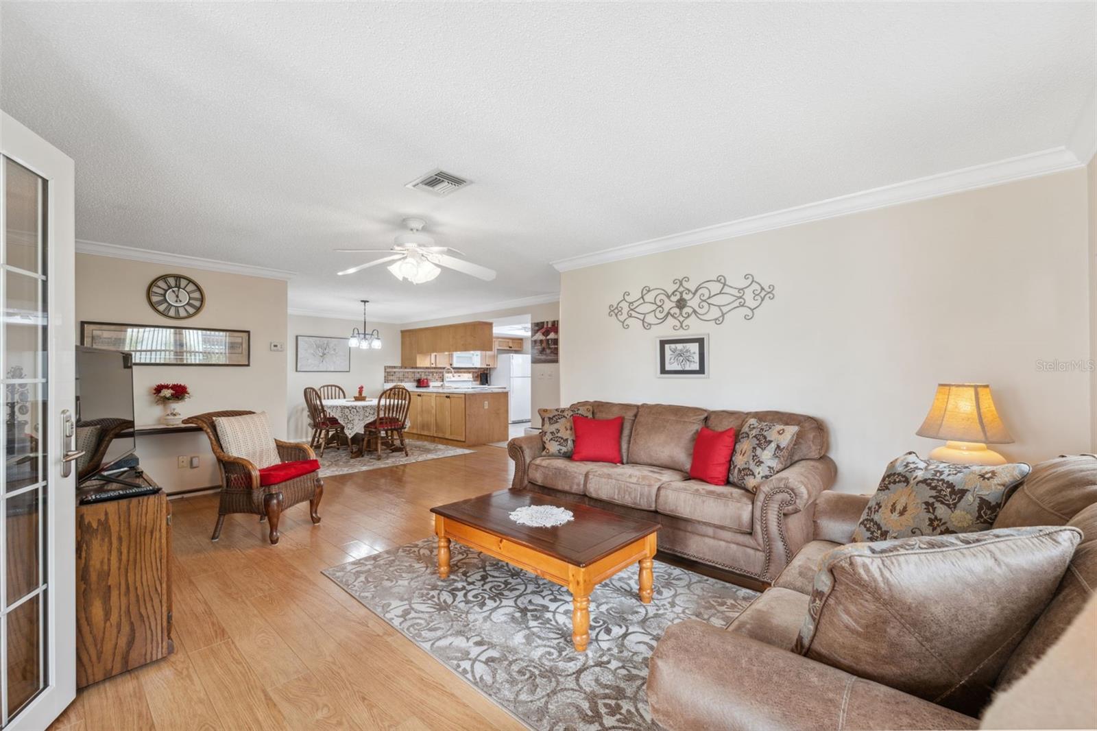 View of Living Room and Dining Room from Florida Room