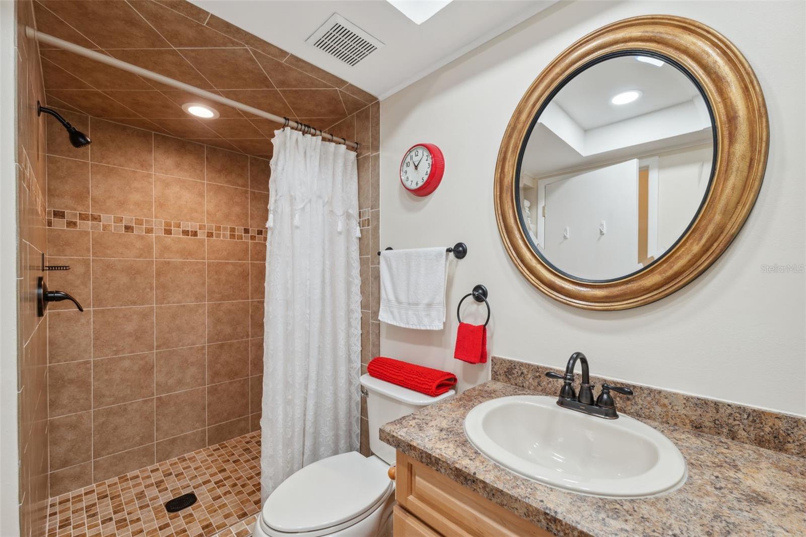 Fully tiled walk-in shower