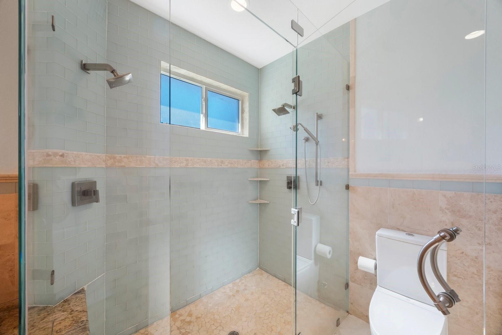 Walk-In Shower W/Multiple Shower Heads