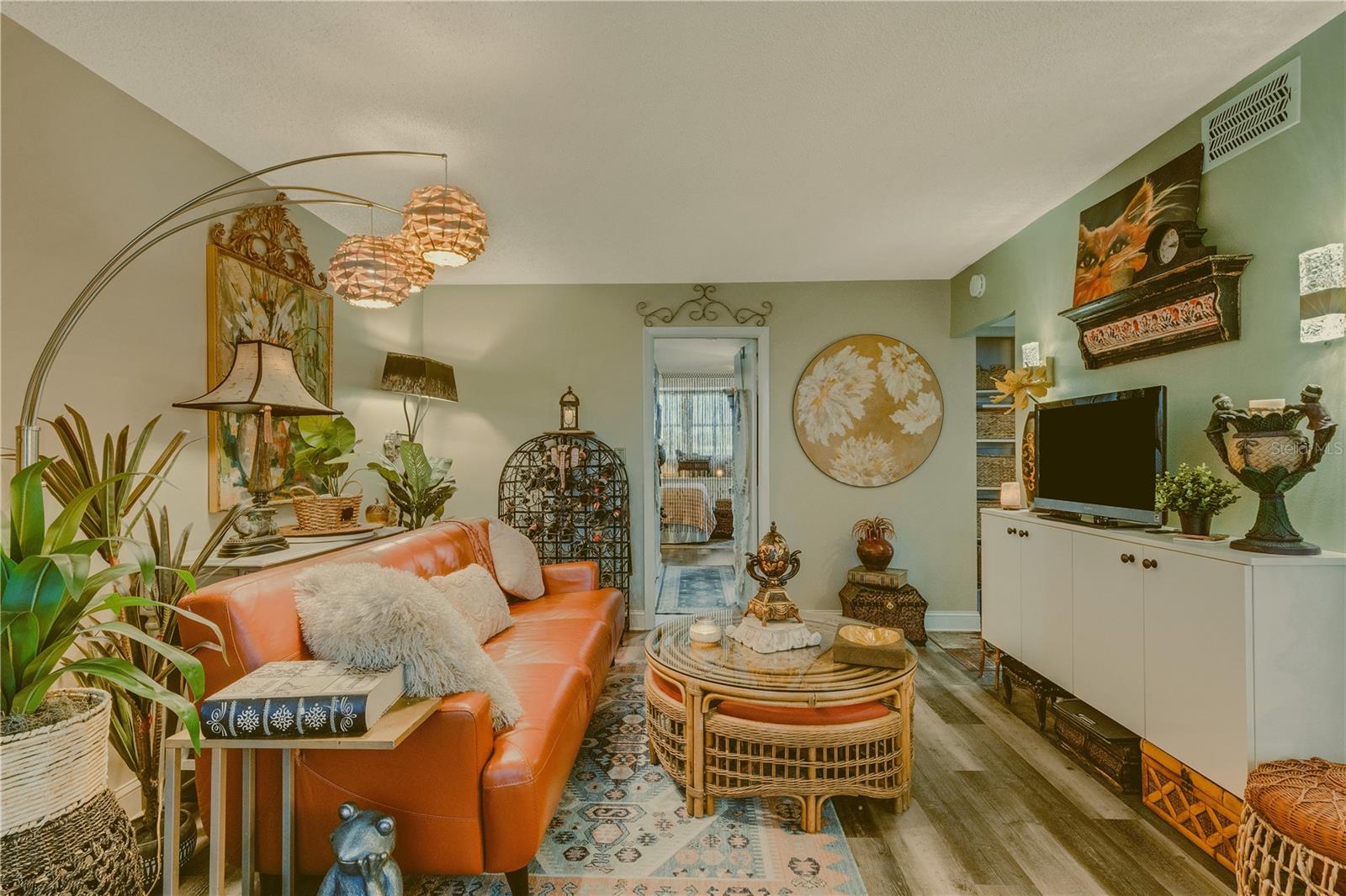 Television area with storage cabinetry added!