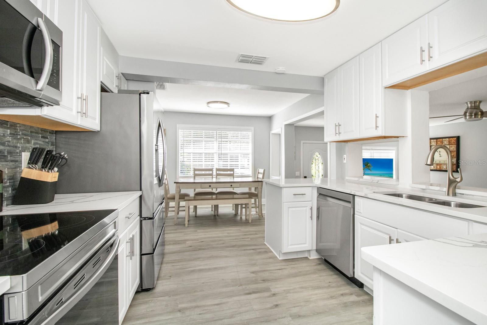 View from kitchen into dining area