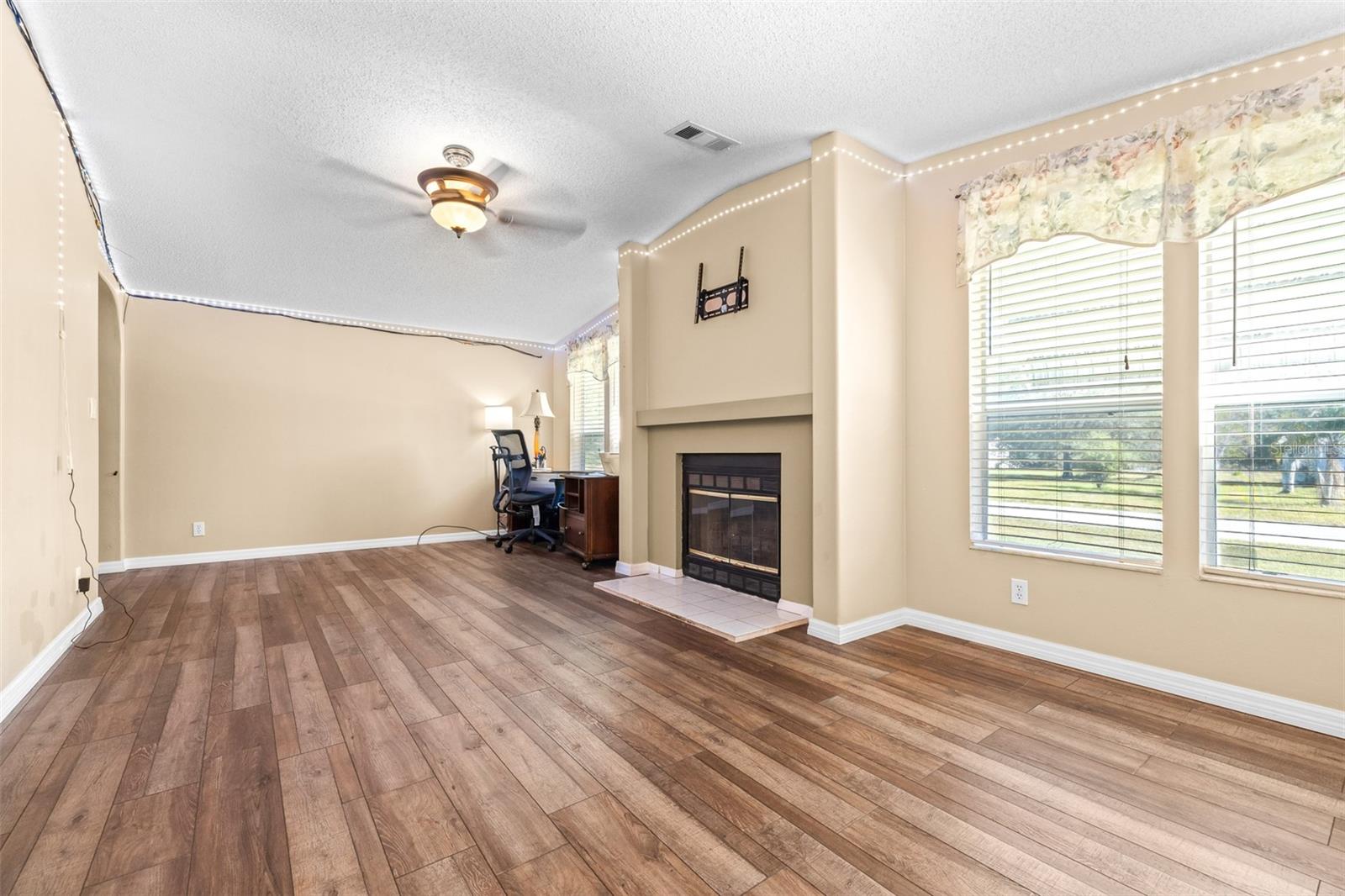 Second Living Space with gorgeous fireplace