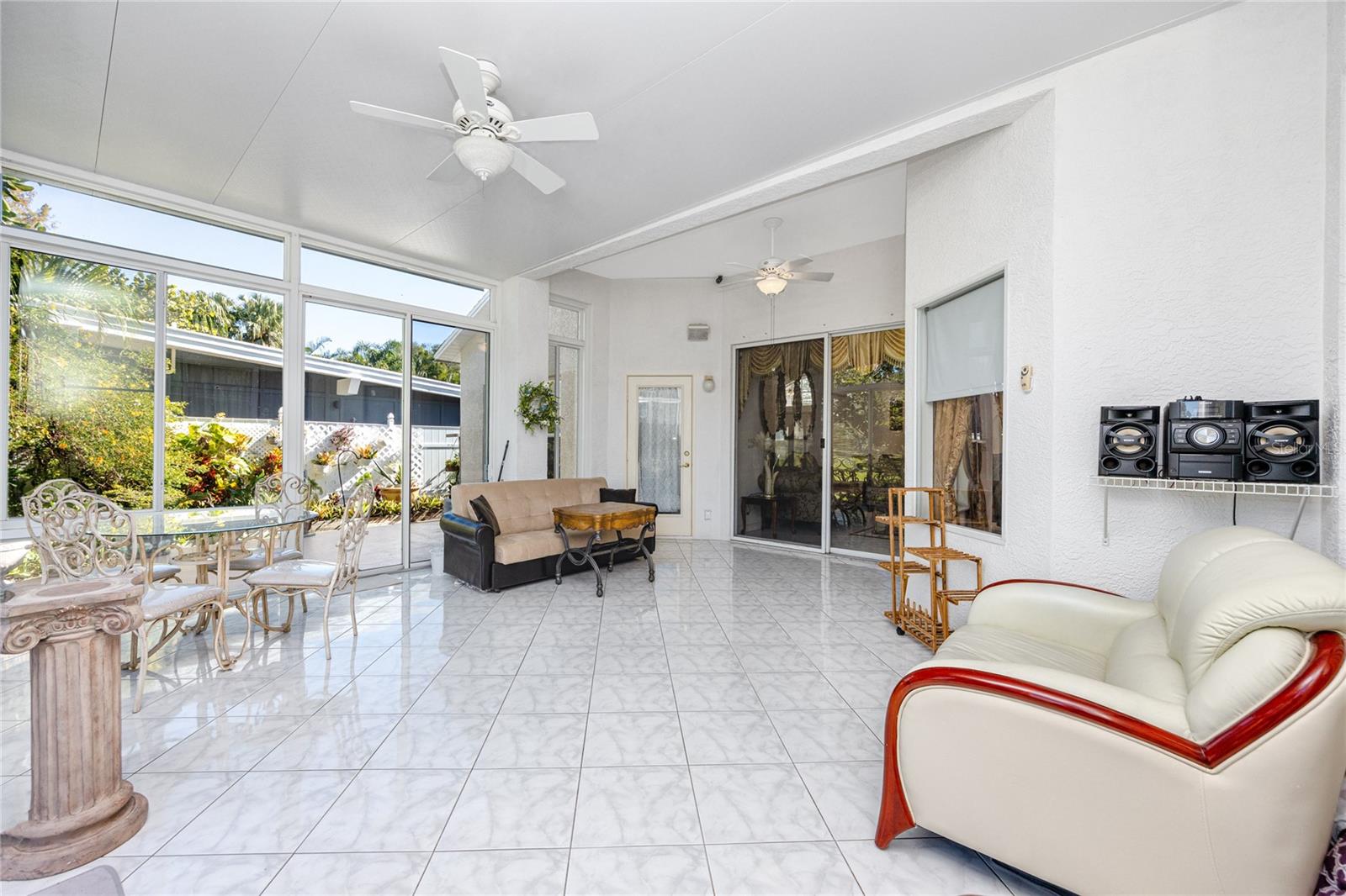 Sunroom and entrance to the living room