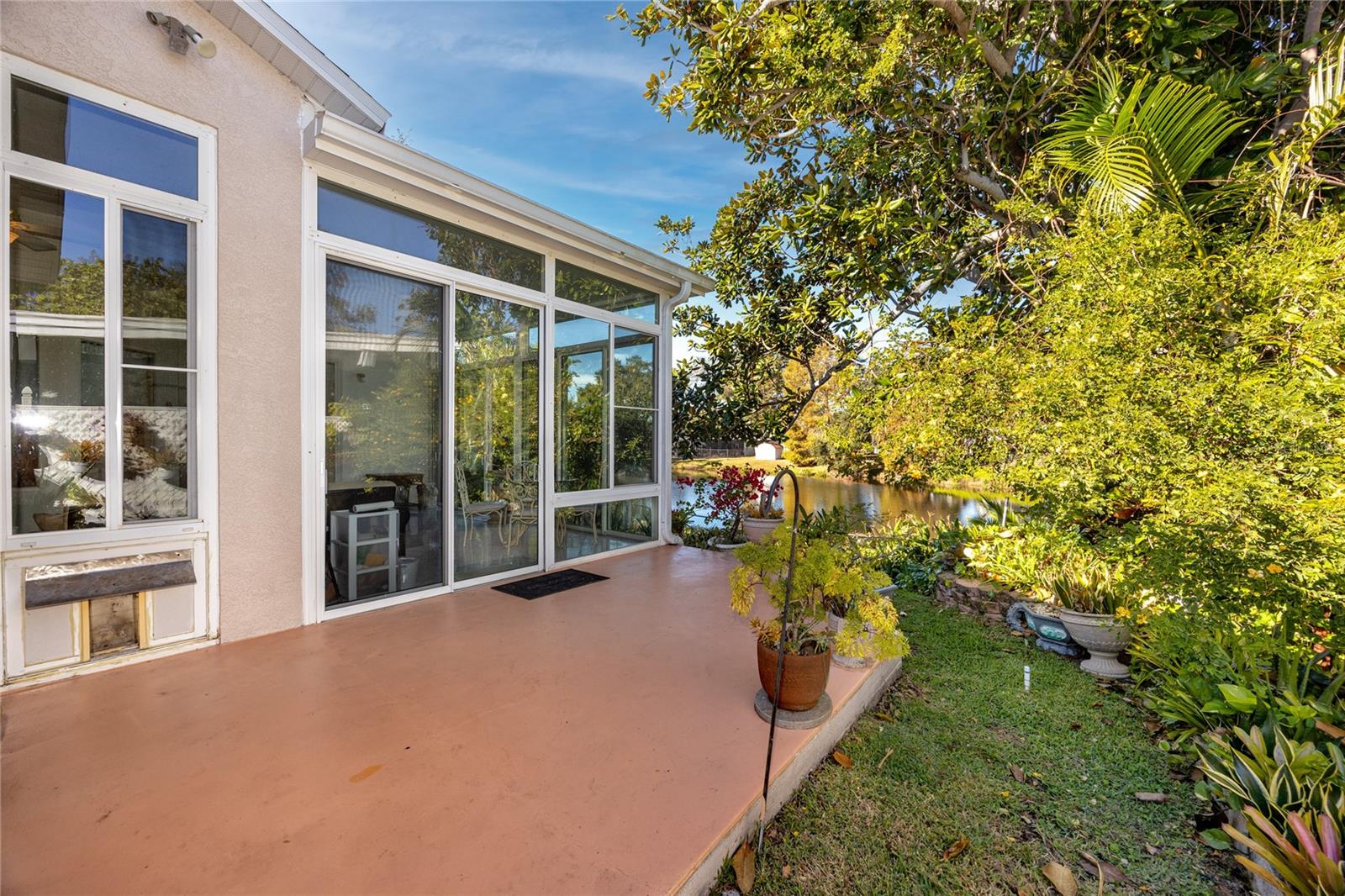 View of the sunroom from the side of the house