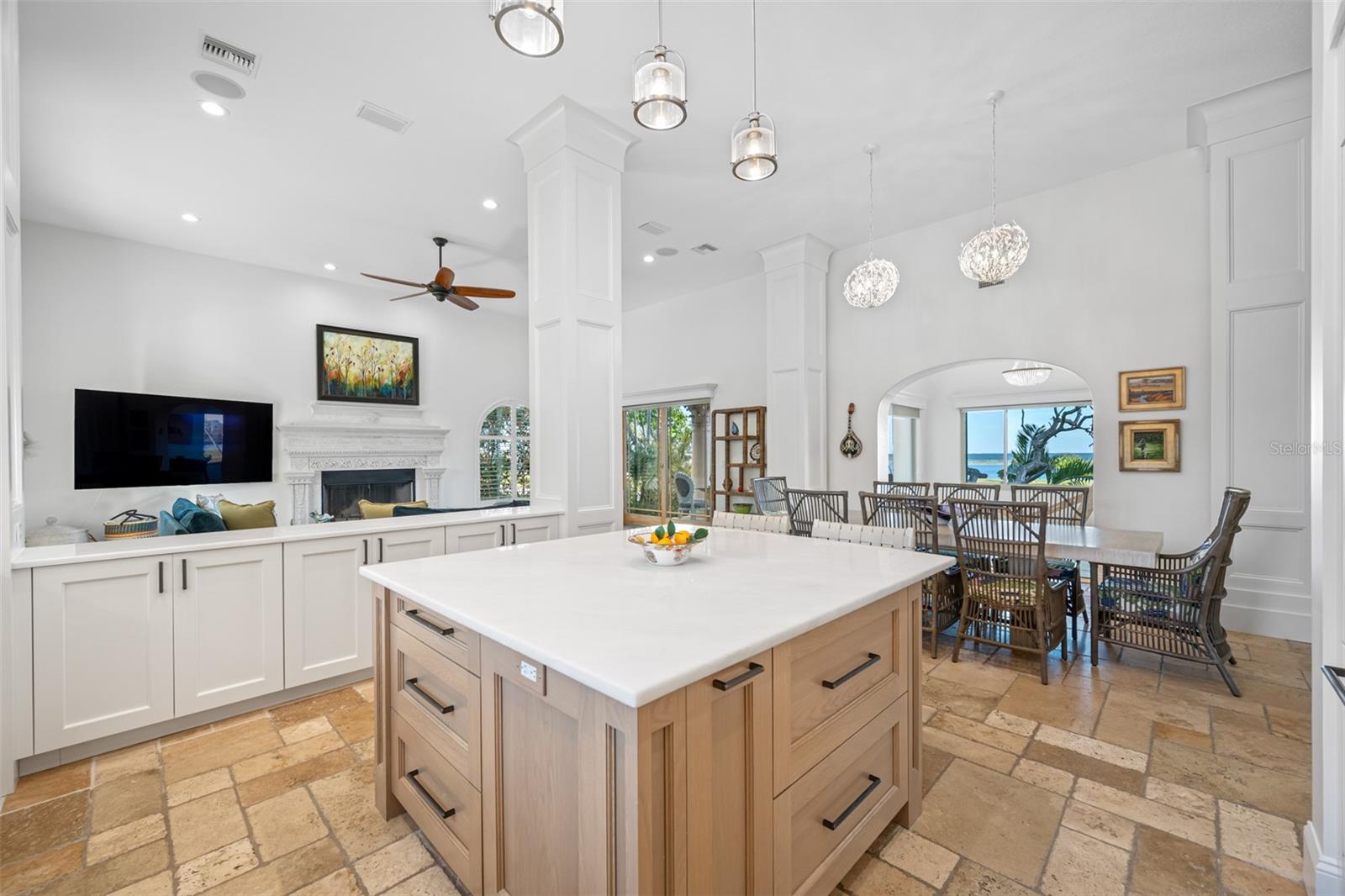 Abundat cabinetry and breakfast bar