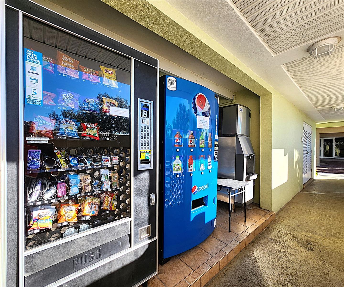 Common areas include vending machines and laundry facilities