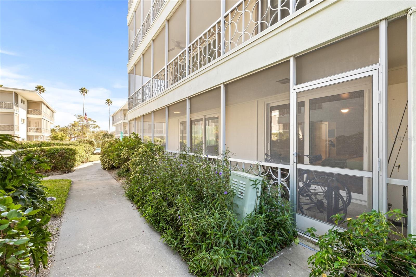 This is the walking path right outside of the patio. You can easily take your bikes out this way and start your ride without going through the front door and the common hallway to get outside.