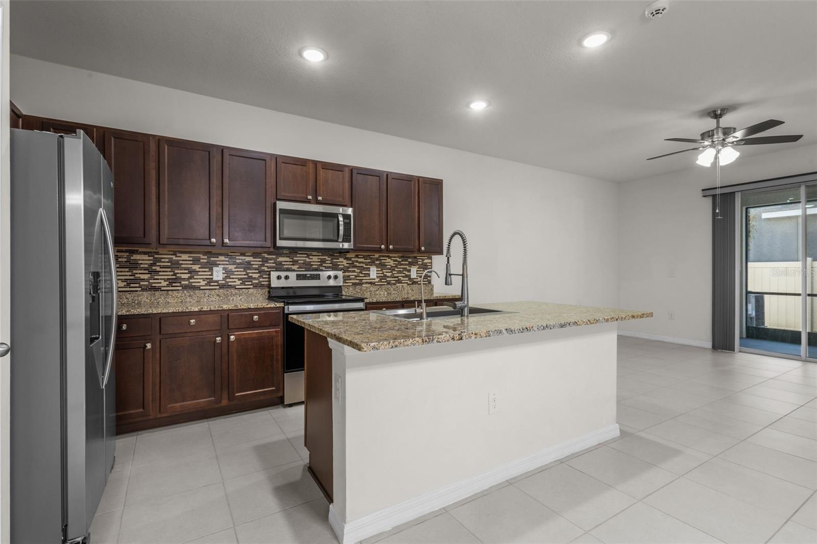 View of Kitchen and Living Room