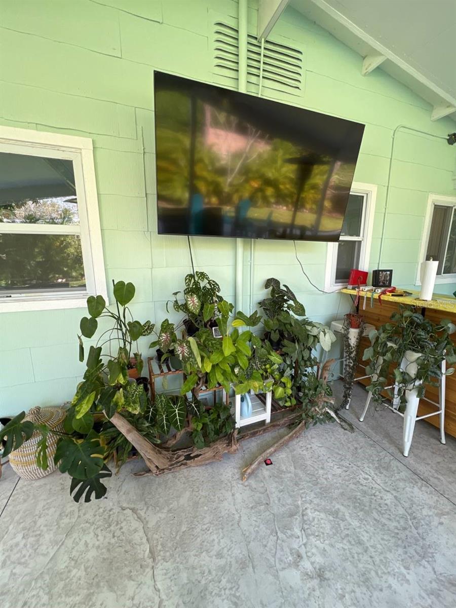 Covered patio before storm