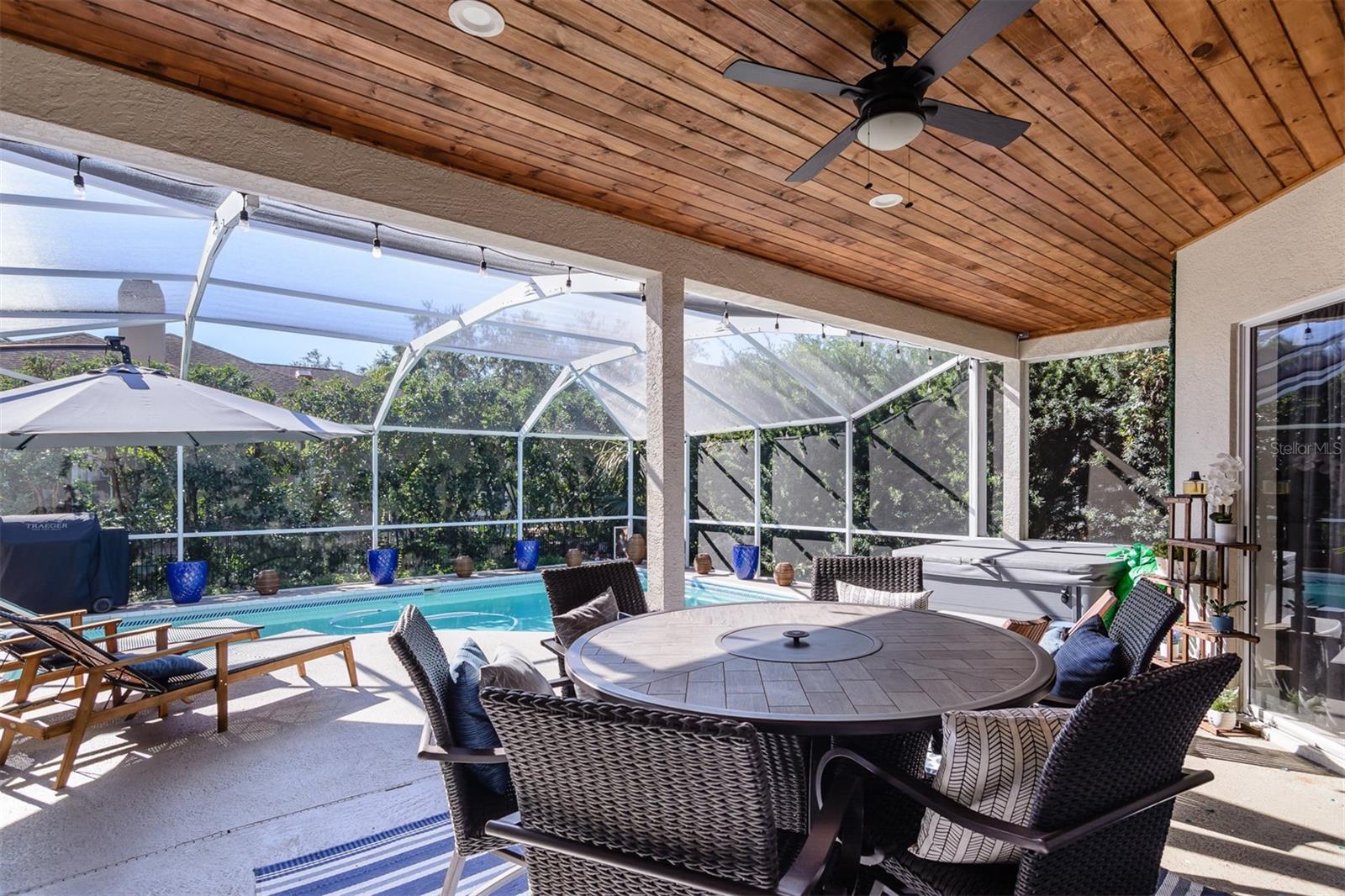 WOOD PLANK CEILING ON LANAI